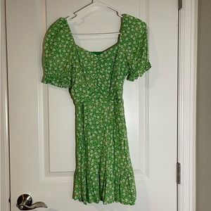 green floral dress